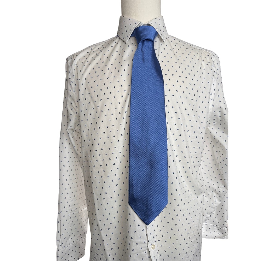 Brooks Brothers Tie Mens One Size Blue Excellent Silk Solid Ribbed 346 USA